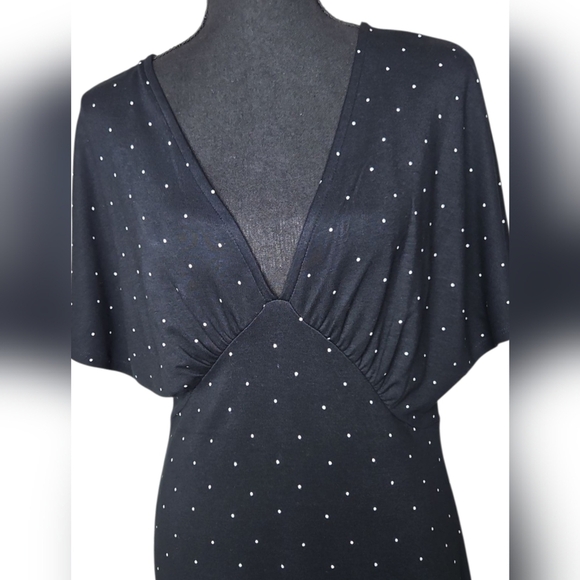 The White Company Black & White V-Neck Flutter Sleeve Jersey Dress Size 8 - Picture 4 of 8